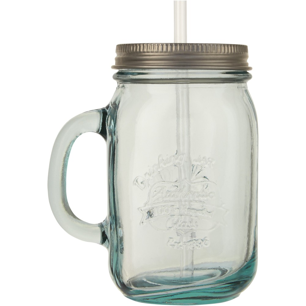 Printed Juggo Recycled Glass Mug With Straw Transparent Clear Mugs