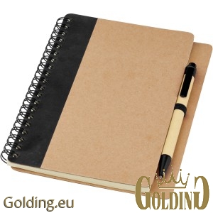 Printed Priestly Recycled Notebook With Pen Natural Solid Black