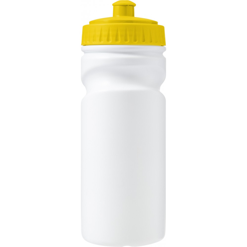 Printed 100 recyclable plastic drinking bottle (500ml), yellow (Sport
