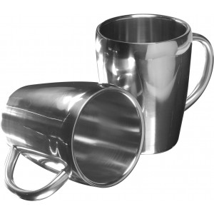 Stainless steel double walled mugs Naya, silver