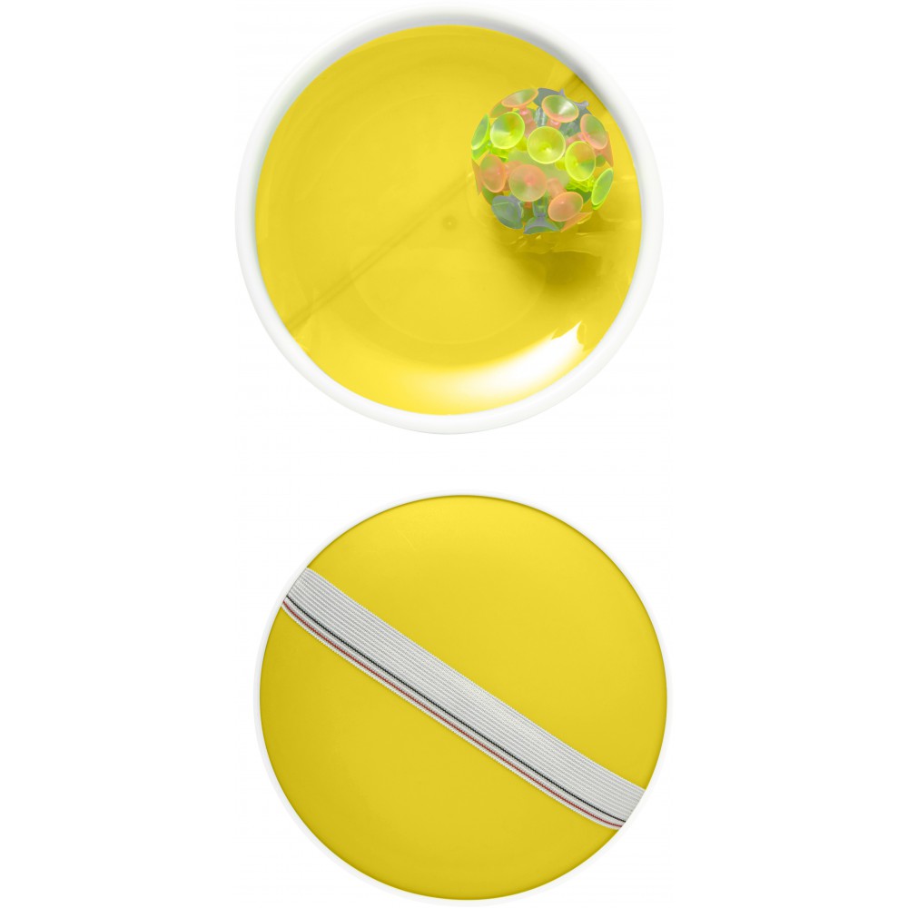 Printed 3piece plastic ball game., yellow (Sports equipment)