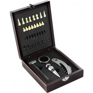 Wooden wine gift set Rene, brown