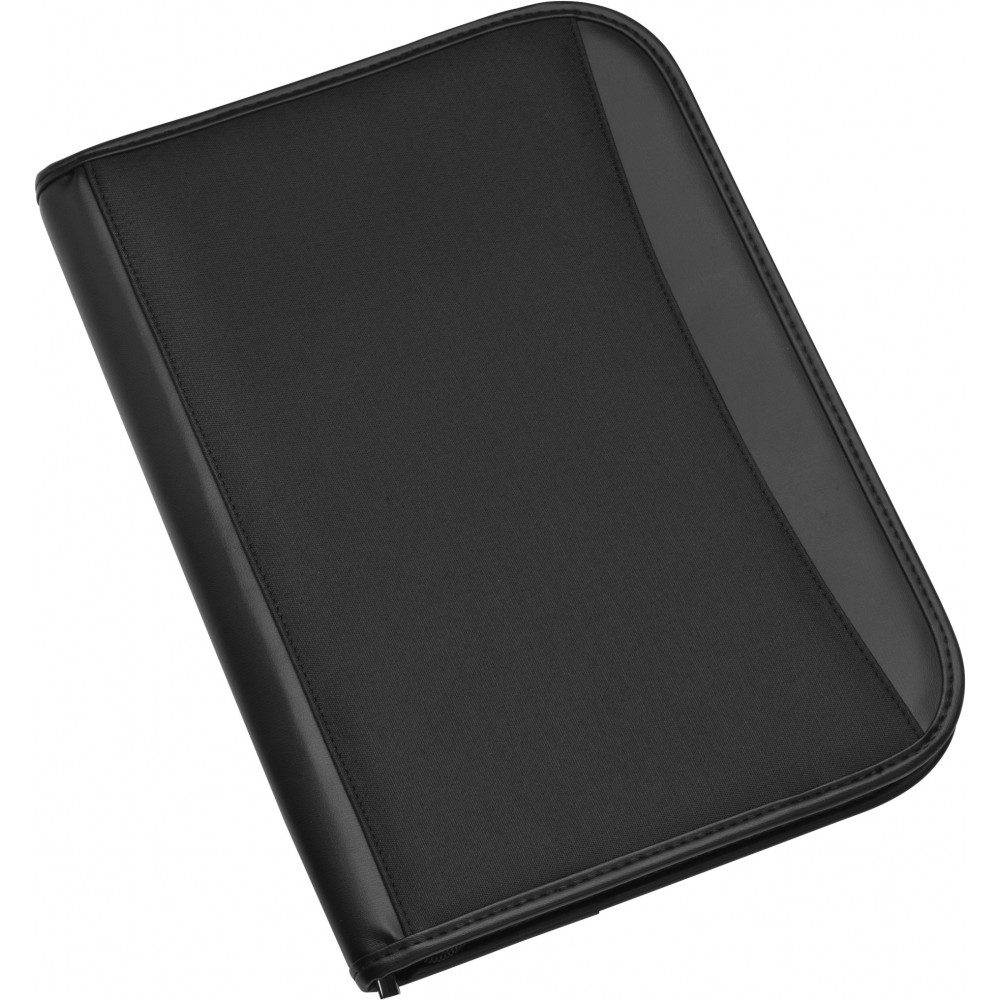 Printed A4 Microfibre zipped folder, black (Folders)