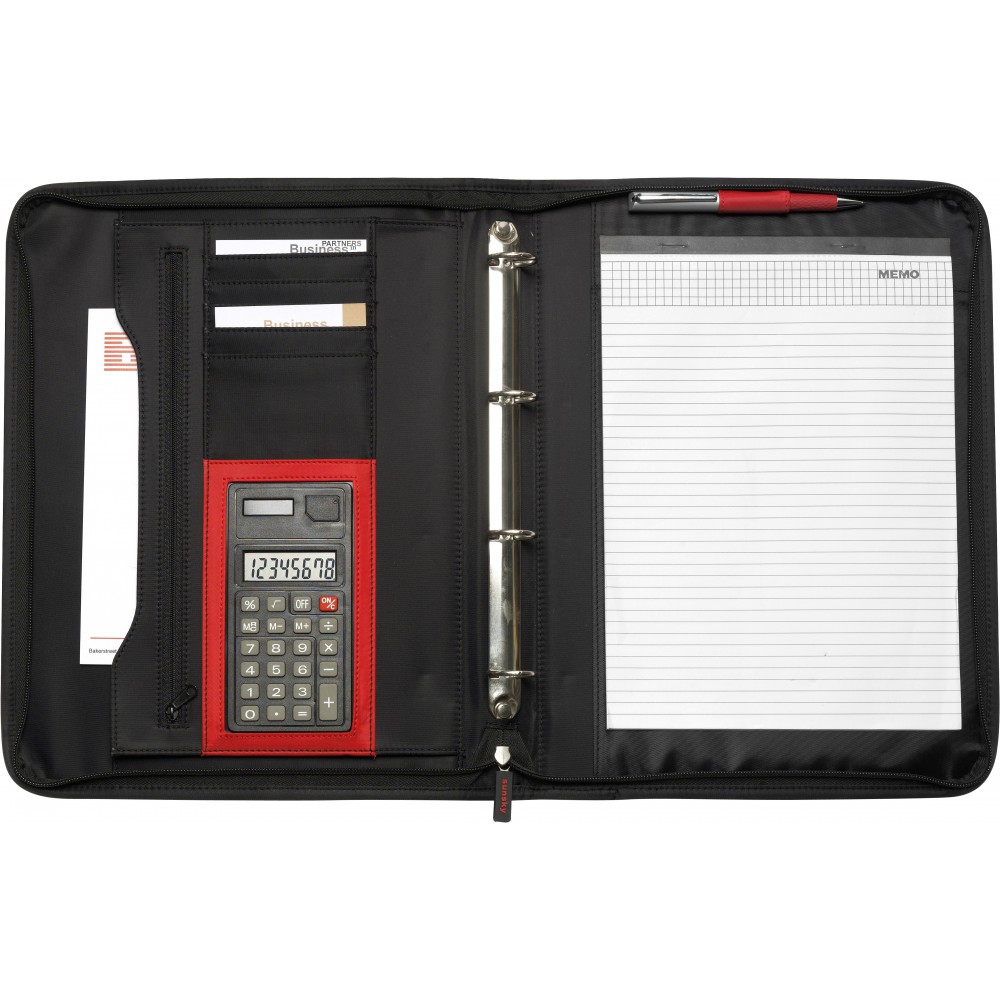 Printed A4 Zipped nylon portfolio, black (Folders)