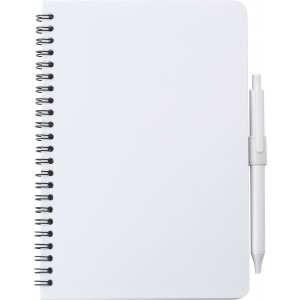 Antibacterial notebook with pen Mika, white