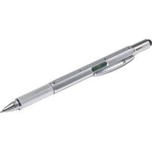 ABS 5-in-1 ballpen Giuliana, silver (Multi-colored, multi-functional pen)