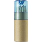 ABS and cardboard tube with pencils Terrence, light blue (2495-18CD)