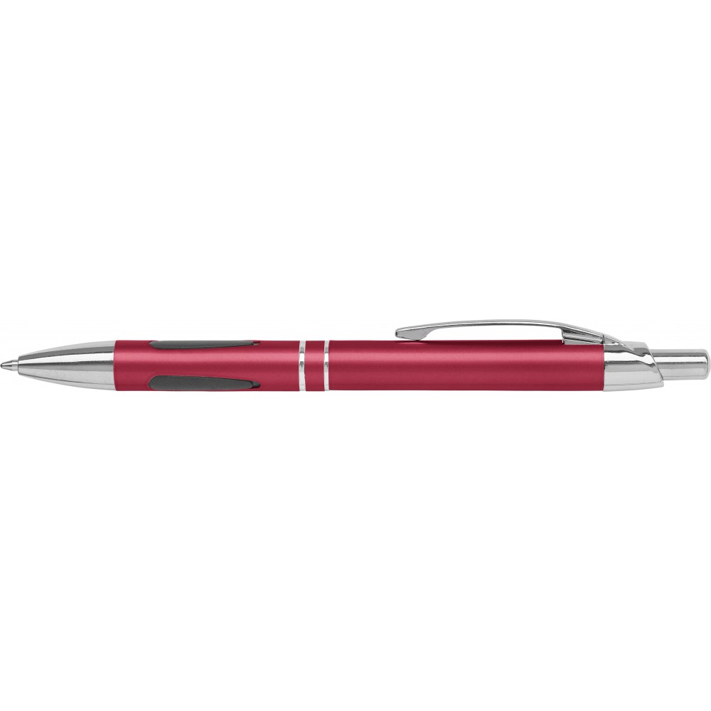 Printed ABS ballpen with rubber grip pads, red (Plastic pen)