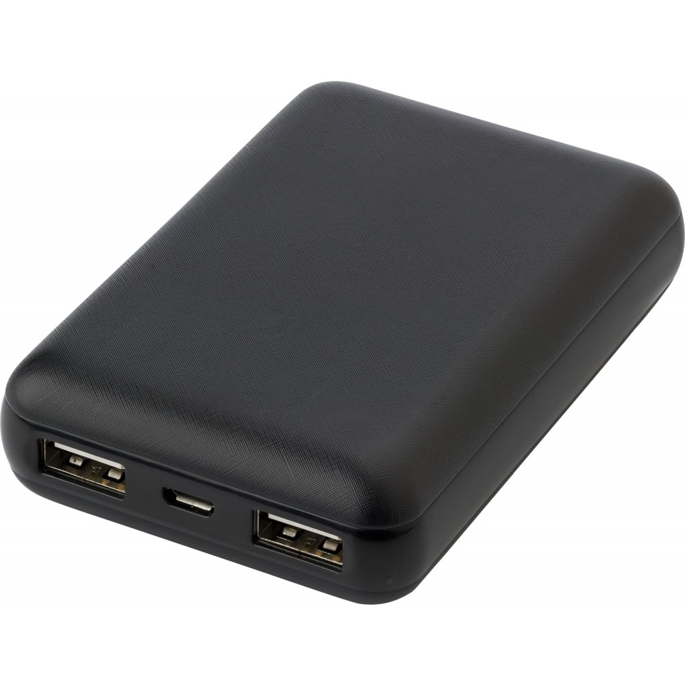 Printed ABS power bank, 10.000 mAh, black (Powerbanks)