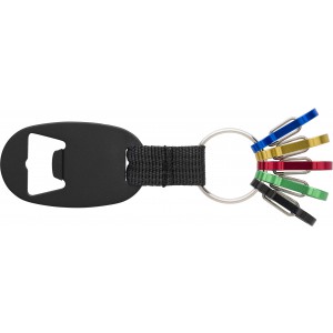 Aluminium 2-in-1 key holder Courtney, black (Keychains)