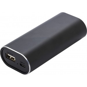 Aluminium 2-in-1 power bank Letitia, black (Earphones, headphones)