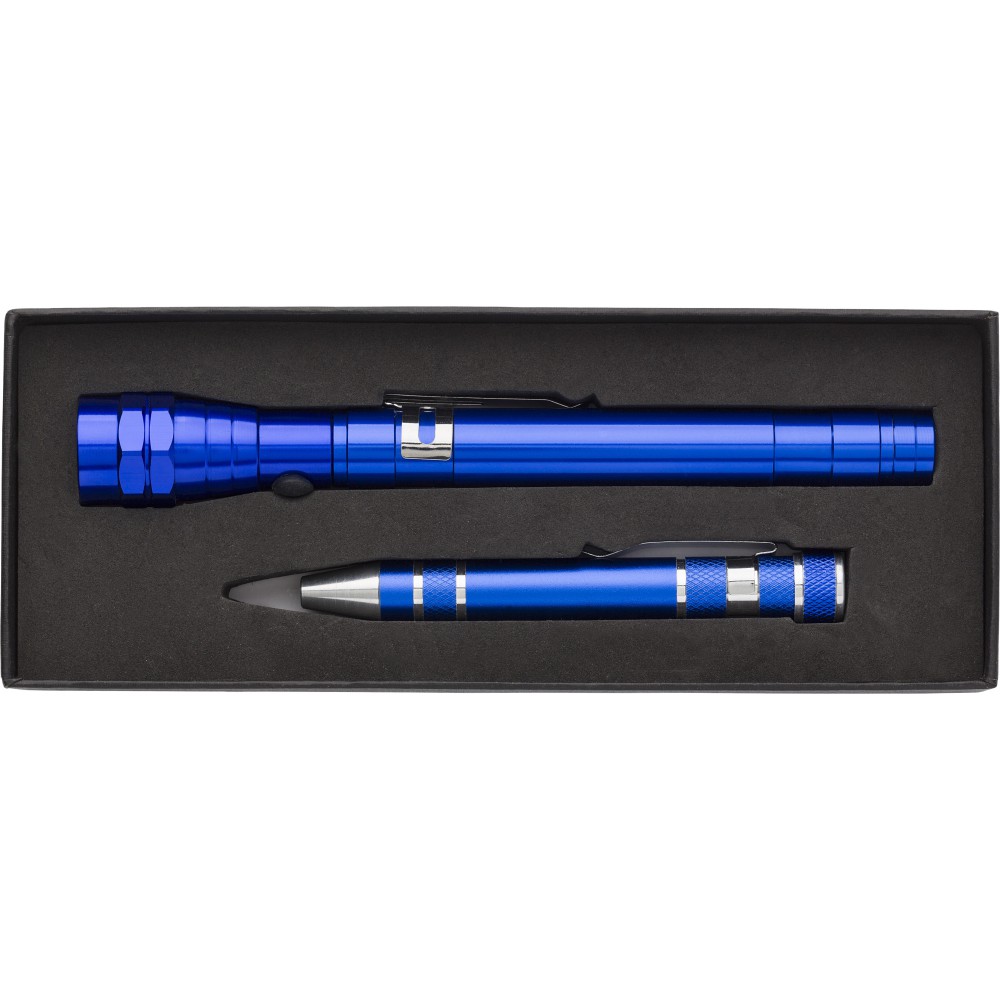 Printed Aluminium 2in1 torch Olivia, cobalt blue (Tools)