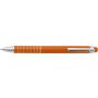 Aluminium lacquered ballpen with a rubber tip, orange