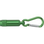 Aluminium mini torch with carabiner Tracy, green (432009-04)