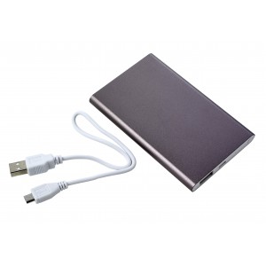 Aluminium power bank Ezra, gun metal (Powerbanks)