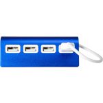 Aluminium USB hub with 4 ports., blue (7737-05)