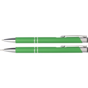 Aluminium writing set Zahir, light green (Pen sets)