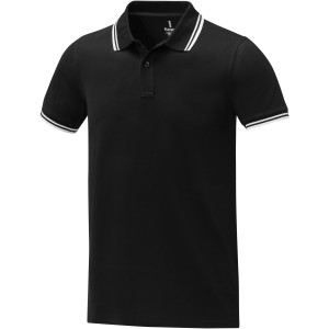 Amarago short sleeve men?s tipping polo, Solid black (Polo shirt, 90-100% cotton)