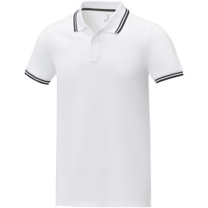 Amarago short sleeve men?s tipping polo, White (Polo shirt, 90-100% cotton)