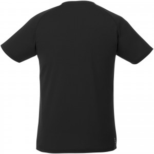 Amery short sleeve men's cool fit v-neck shirt, solid black (T-shirt, mixed fiber, synthetic)
