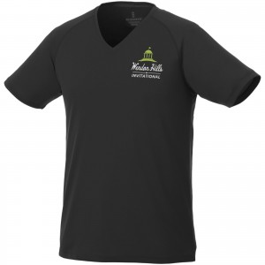 Amery short sleeve men's cool fit v-neck shirt, solid black (T-shirt, mixed fiber, synthetic)