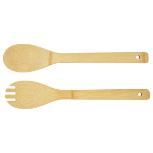 Argulls bamboo salad bowl and tools, Natural (Wood kitchen equipments)