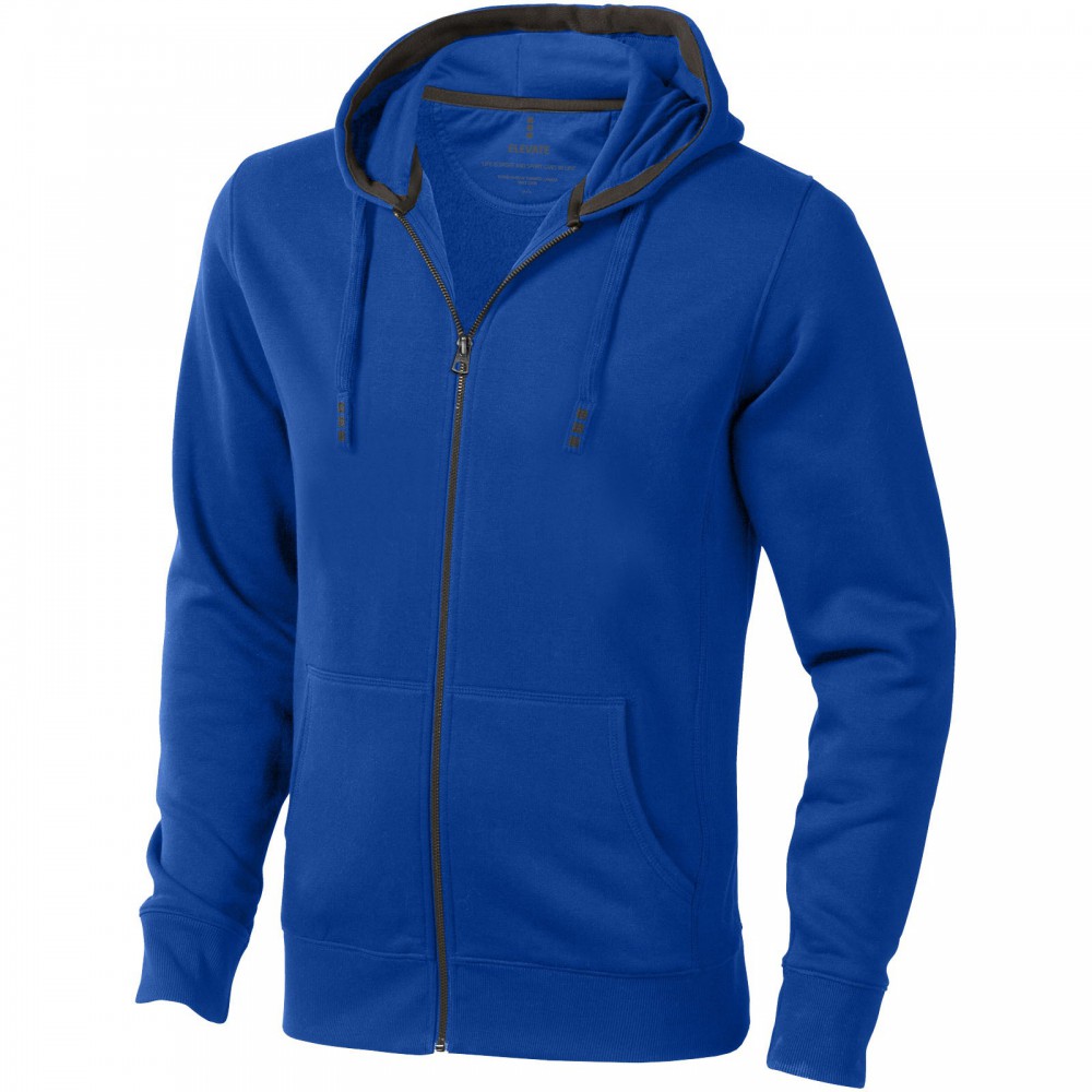 Printed Arora hooded full zip sweater, Blue, 2XL (Pullovers)