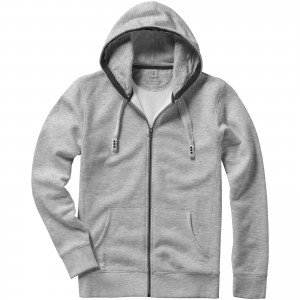 Arora hooded full zip sweater, Grey melange (Pullovers)