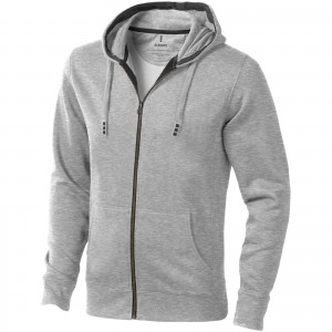 Arora hooded full zip sweater, Grey melange (Pullovers)