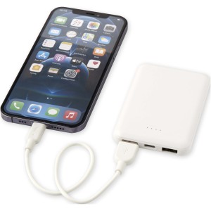 Asama 5000 mAh Type-C recycled plastic power bank, White (Powerbanks)