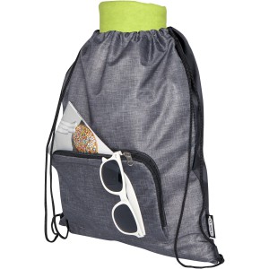 Ash recycled foldable drawstring bag 7L, Heather grey, Solid black (Backpacks)