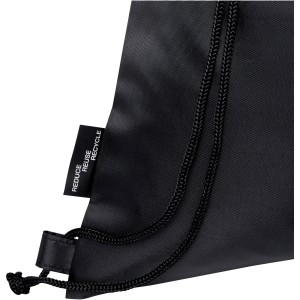 Ash recycled foldable drawstring bag 7L, Heather grey, Solid black (Backpacks)