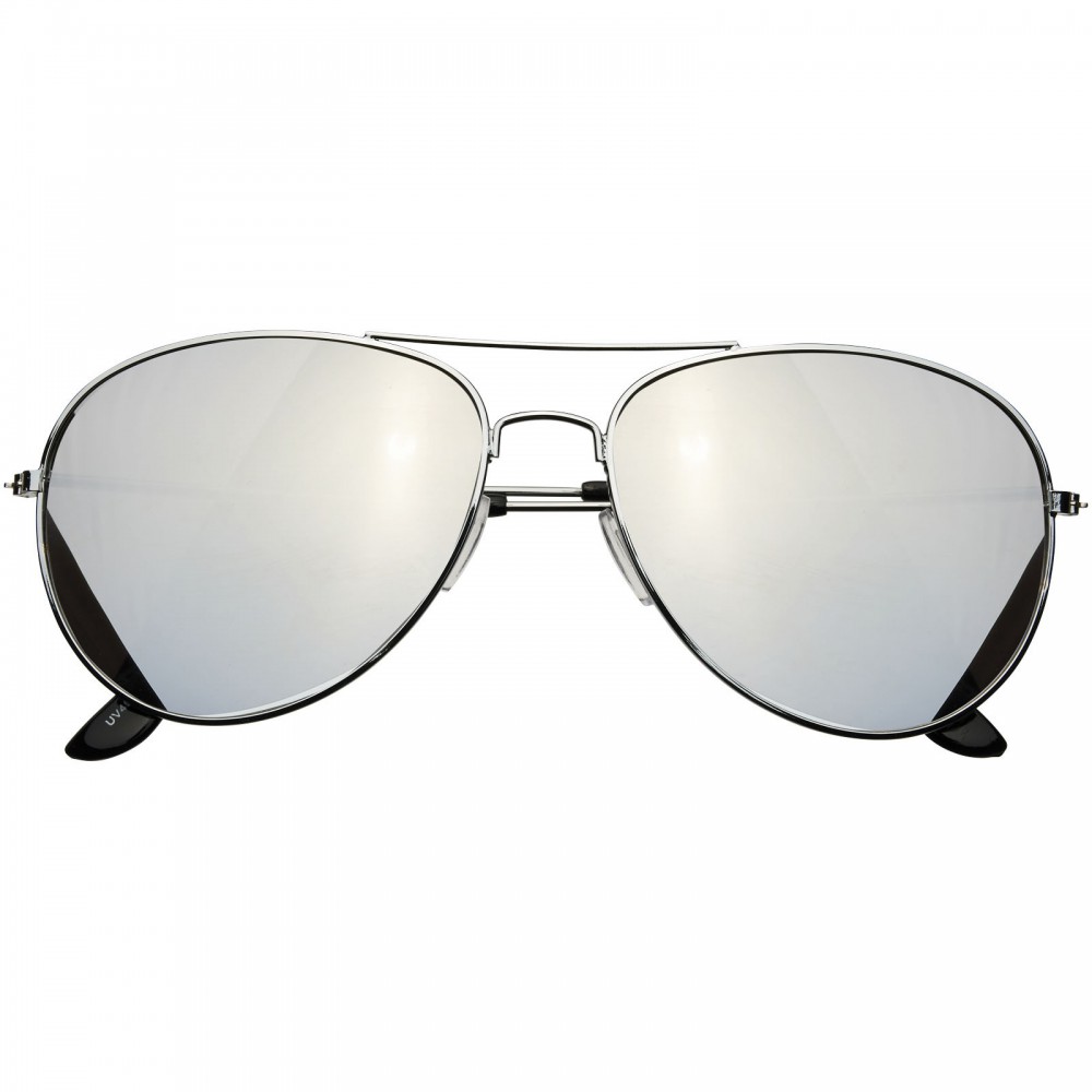 silver reflective aviators