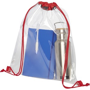 Lancaster transparent drawstring backpack, Red, Transparent clear (Backpacks)