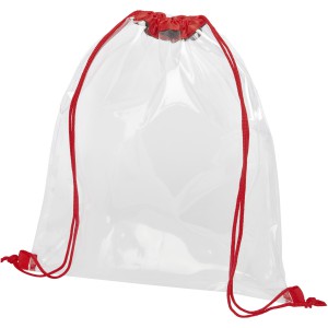 Lancaster transparent drawstring backpack, Red, Transparent clear (Backpacks)
