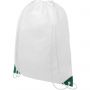 Oriole drawstring backpack with coloured corners, White, Green