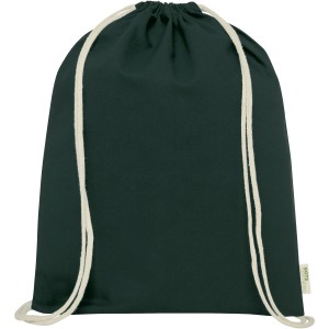 Orissa 140 g/m2 GOTS organic cotton drawstring backpack 5L, Dark green (Backpacks)
