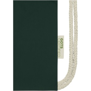 Orissa 140 g/m2 GOTS organic cotton drawstring backpack 5L, Dark green (Backpacks)
