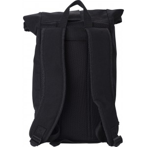 Polyester roll-top backpack Micah, black (Backpacks)