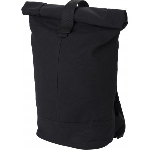 Polyester roll-top backpack Micah, black (Backpacks)