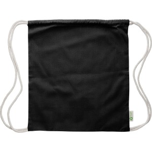 Recycled cotton drawstring bag Joy, Black (Backpacks)