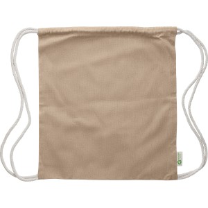 Recycled cotton drawstring bag Joy, Brown/Khaki (Backpacks)