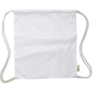 Recycled cotton drawstring bag Joy, White (Backpacks)