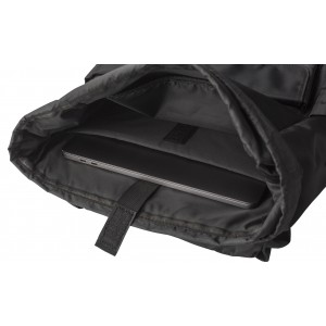 RPET (290T) polyester twill flap backpack Marlowe, black (Backpacks)