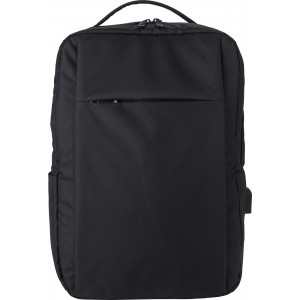 RPET (300D) laptop backpack Jesse, black (Backpacks)