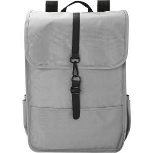 RPET Polyester (300D) flap backpack Lyric, light grey (Backpacks)
