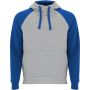 Badet unisex two-tone hoodie, Heather grey, Royal blue