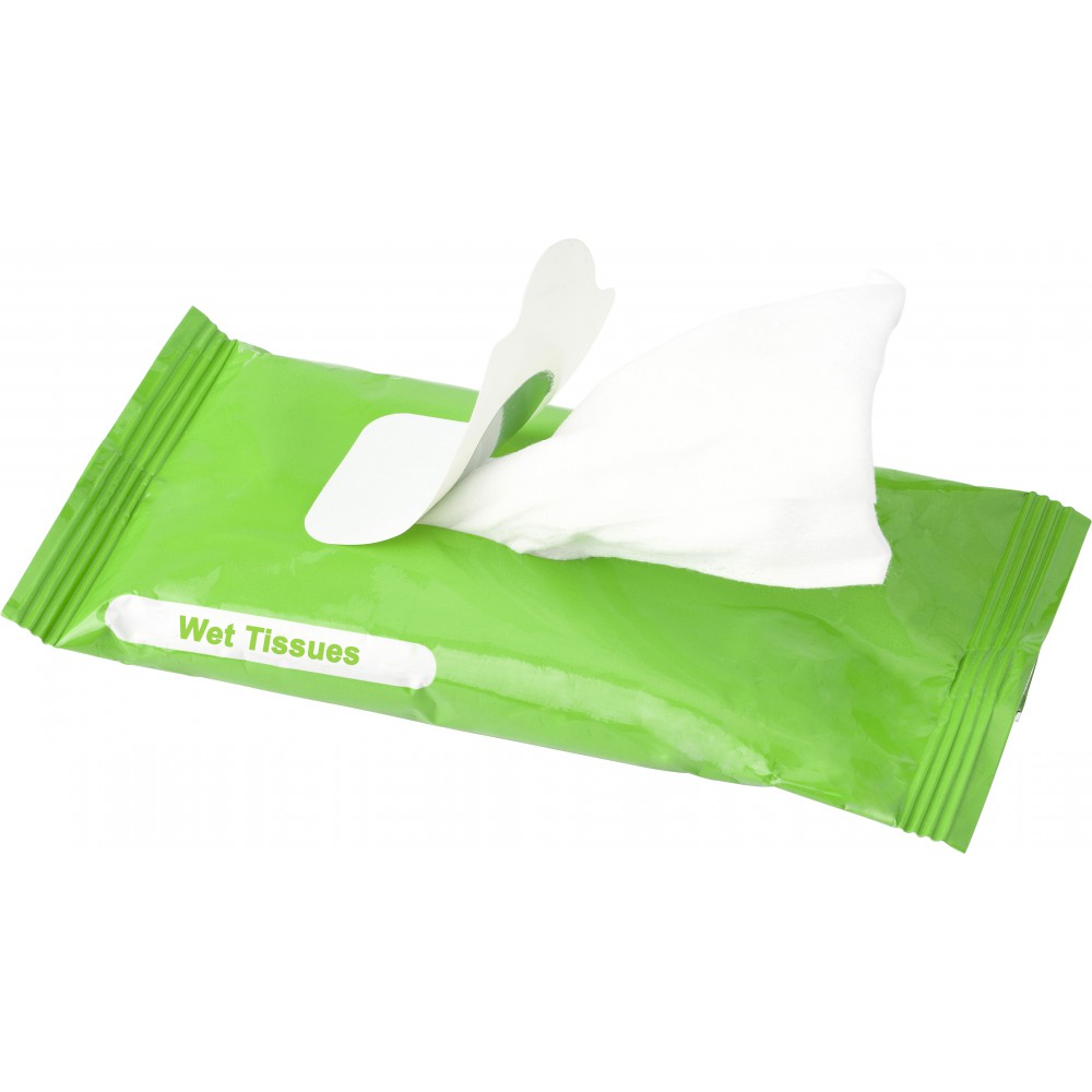 Bag with 10 wet tissues., Pale green (anticeptic, wipes, tissue) Reklámajándék.hu Ltd.