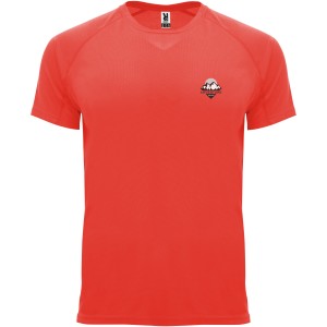 Bahrain short sleeve kids sports t-shirt, Fluor Coral (T-shirt, mixed fiber, synthetic)