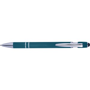 Ballpen with rubber finish, green (Plastic pen)